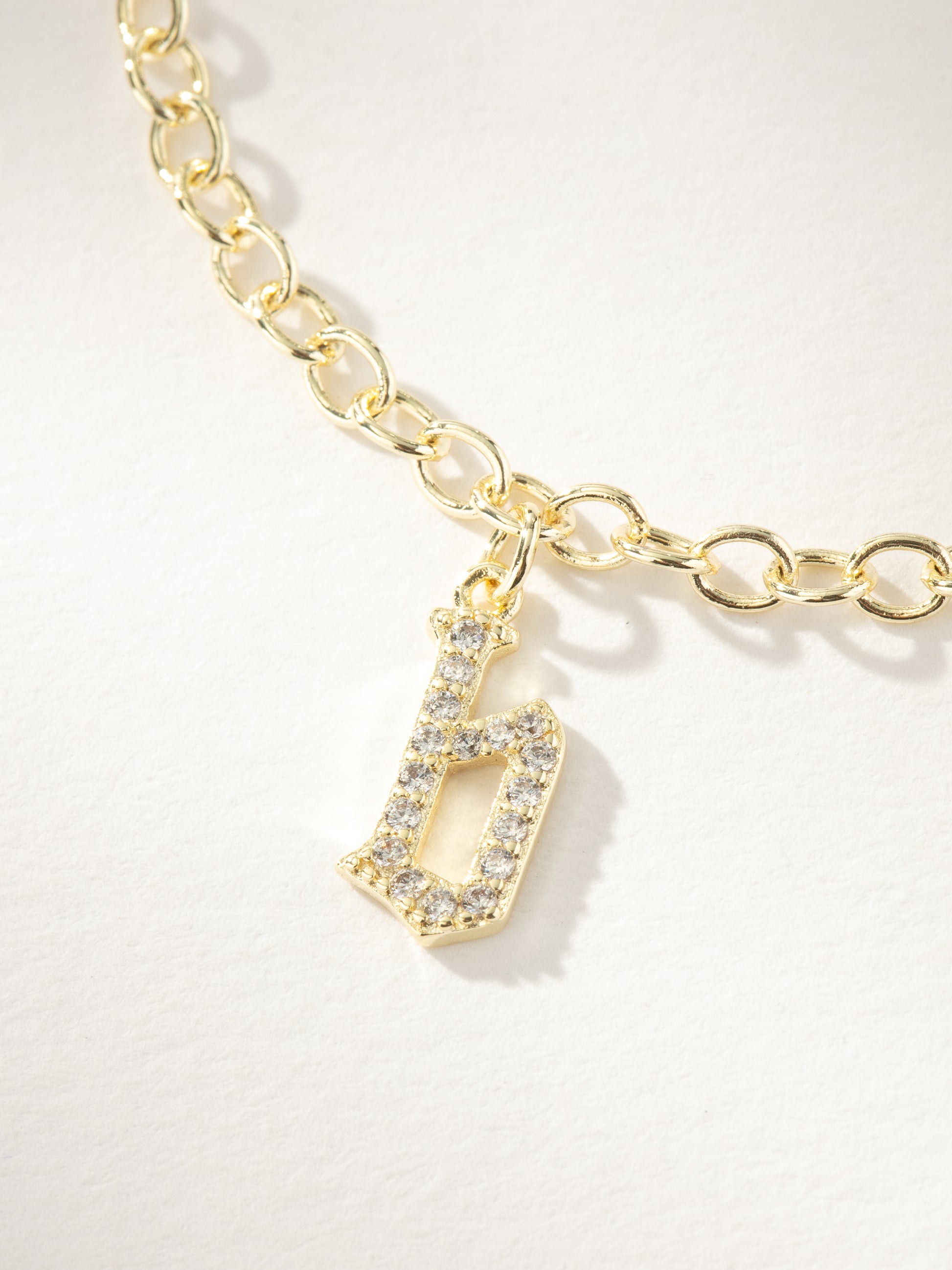 Gothic Glow Initial Bracelet | Gold B | Product Image | Uncommon James
