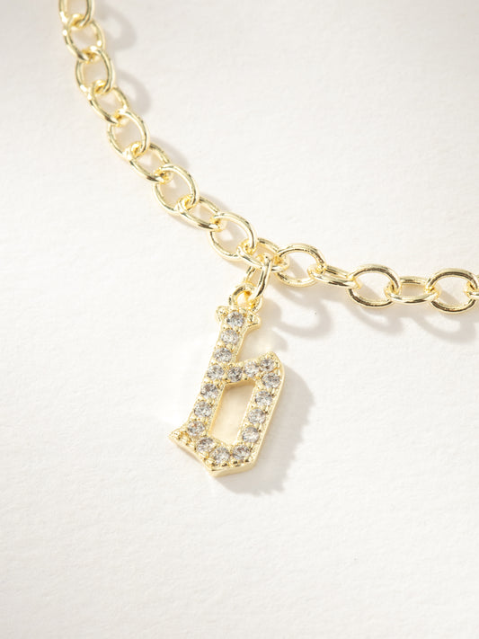 Gothic Glow Initial Bracelet | Gold B | Product Image | Uncommon James
