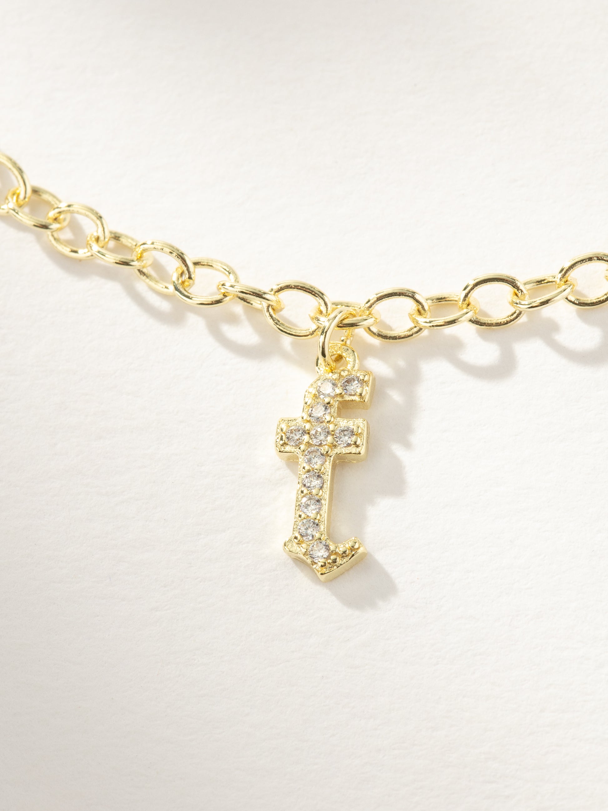 Gothic Glow Initial Bracelet | Gold F | Product Image | Uncommon James