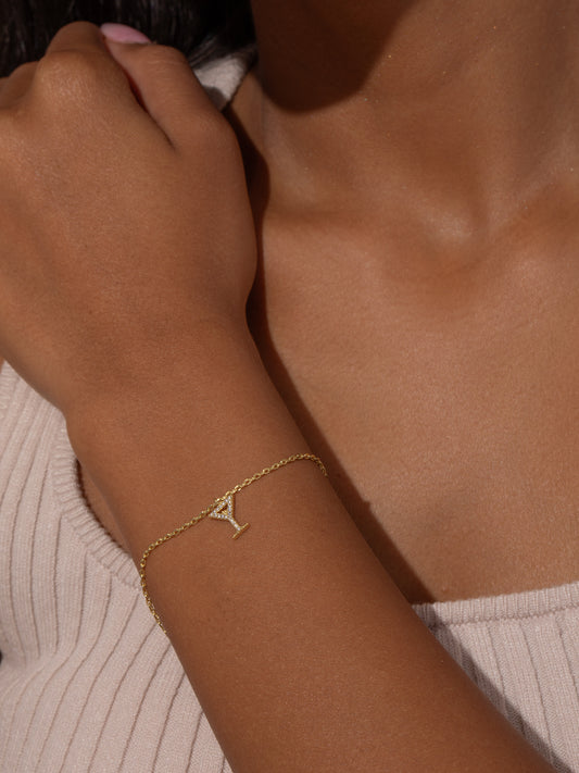 Martini Pendant Bracelet | Gold | Model Image | Uncommon James