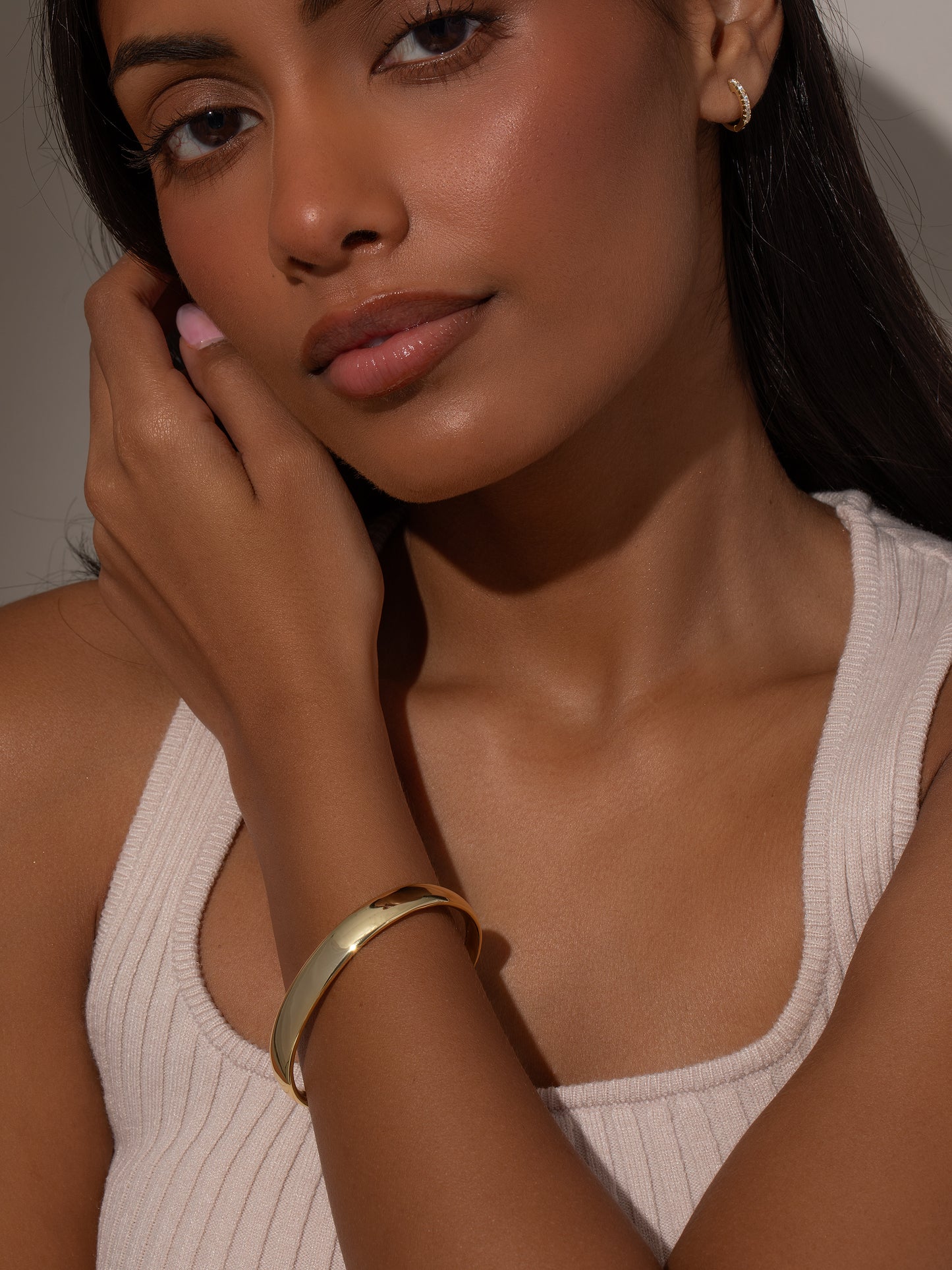 Take a Hint Statement Bracelet | Gold | Model Image | Uncommon James