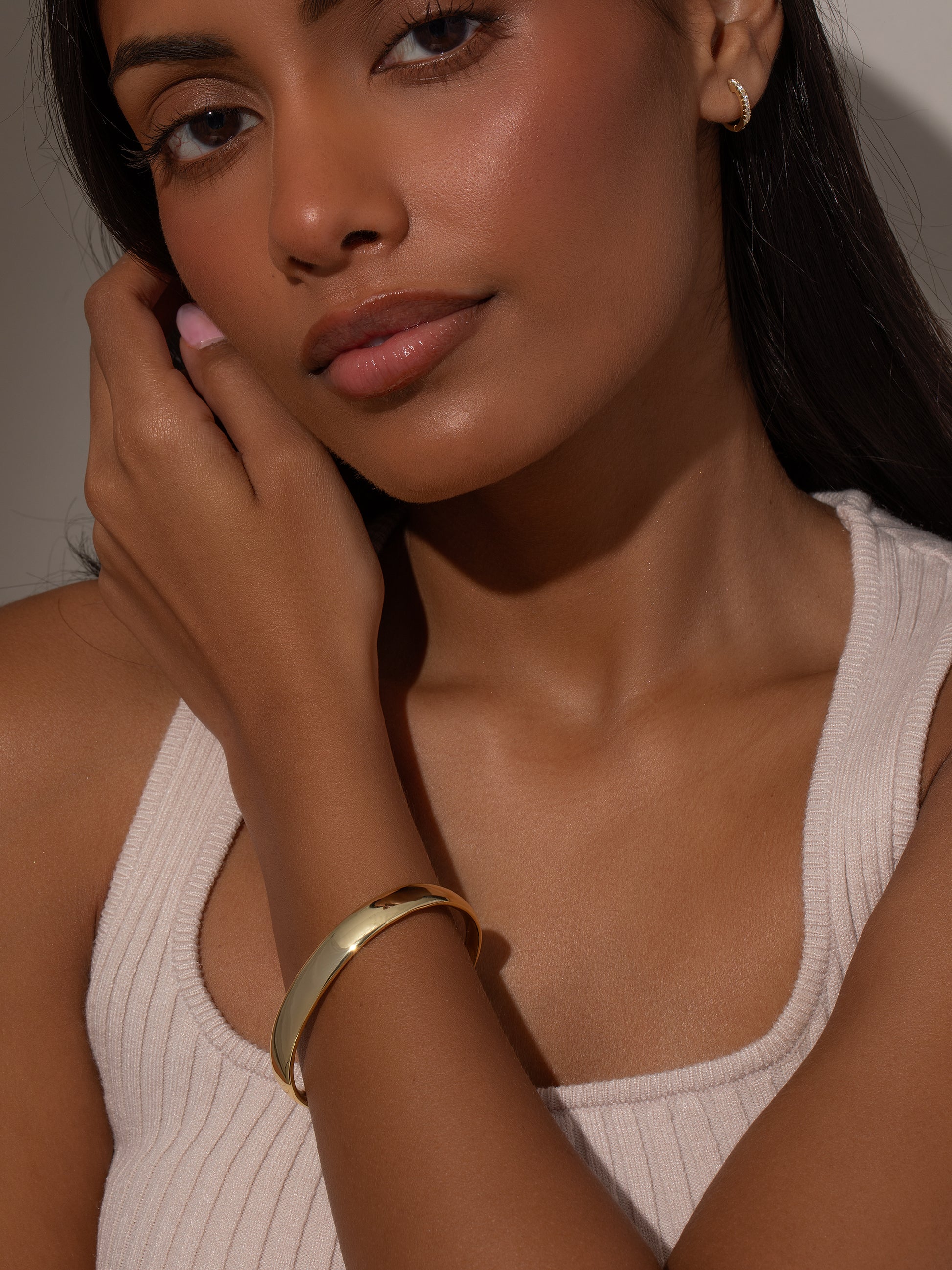 Take a Hint Statement Bracelet | Gold | Model Image | Uncommon James