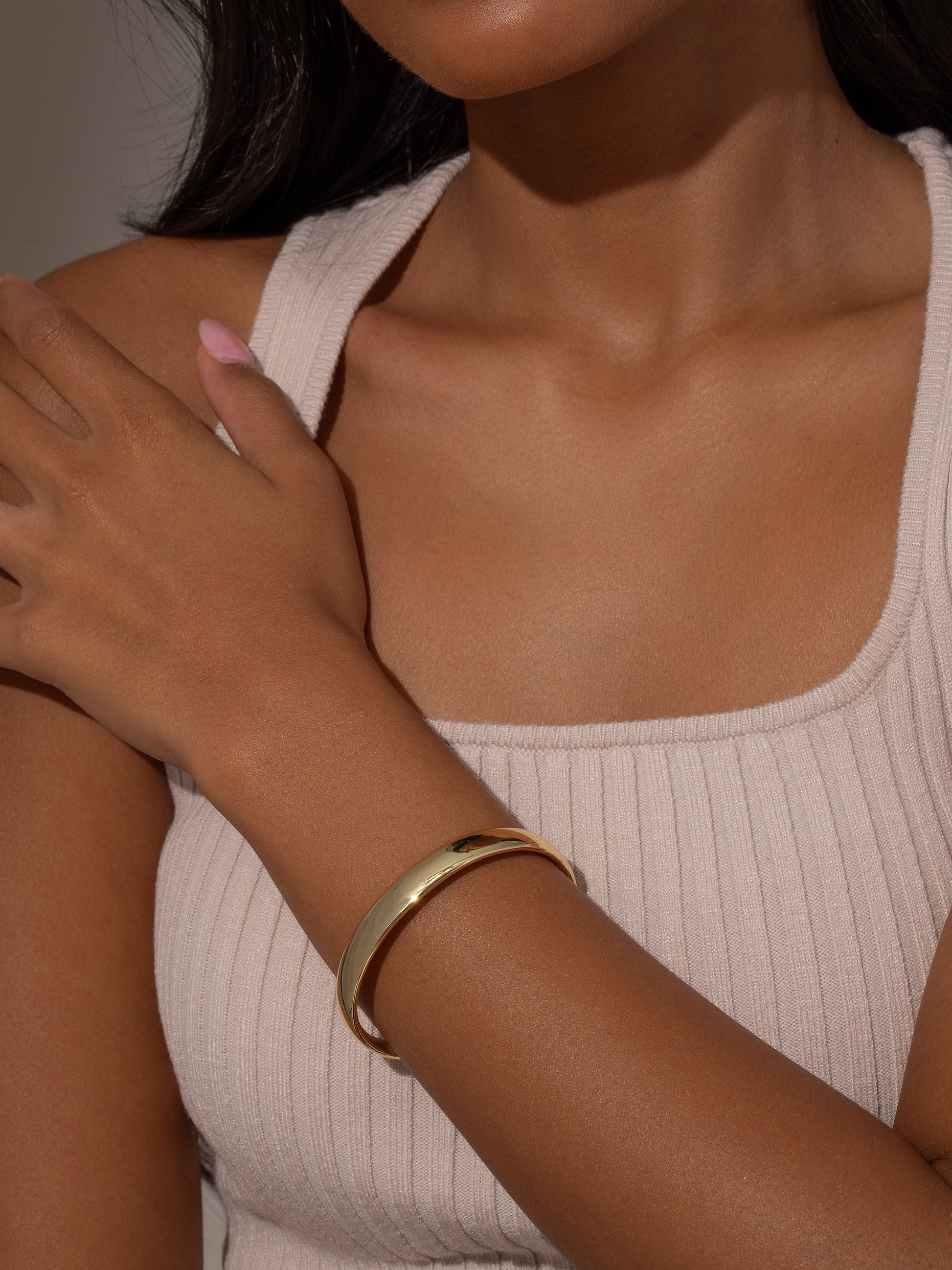 Take a Hint Statement Bracelet | Gold | Model Image | Uncommon James