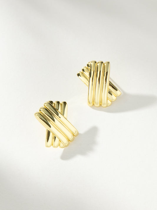 Bisou Statement Earrings | Gold | Model Image | Uncommon James