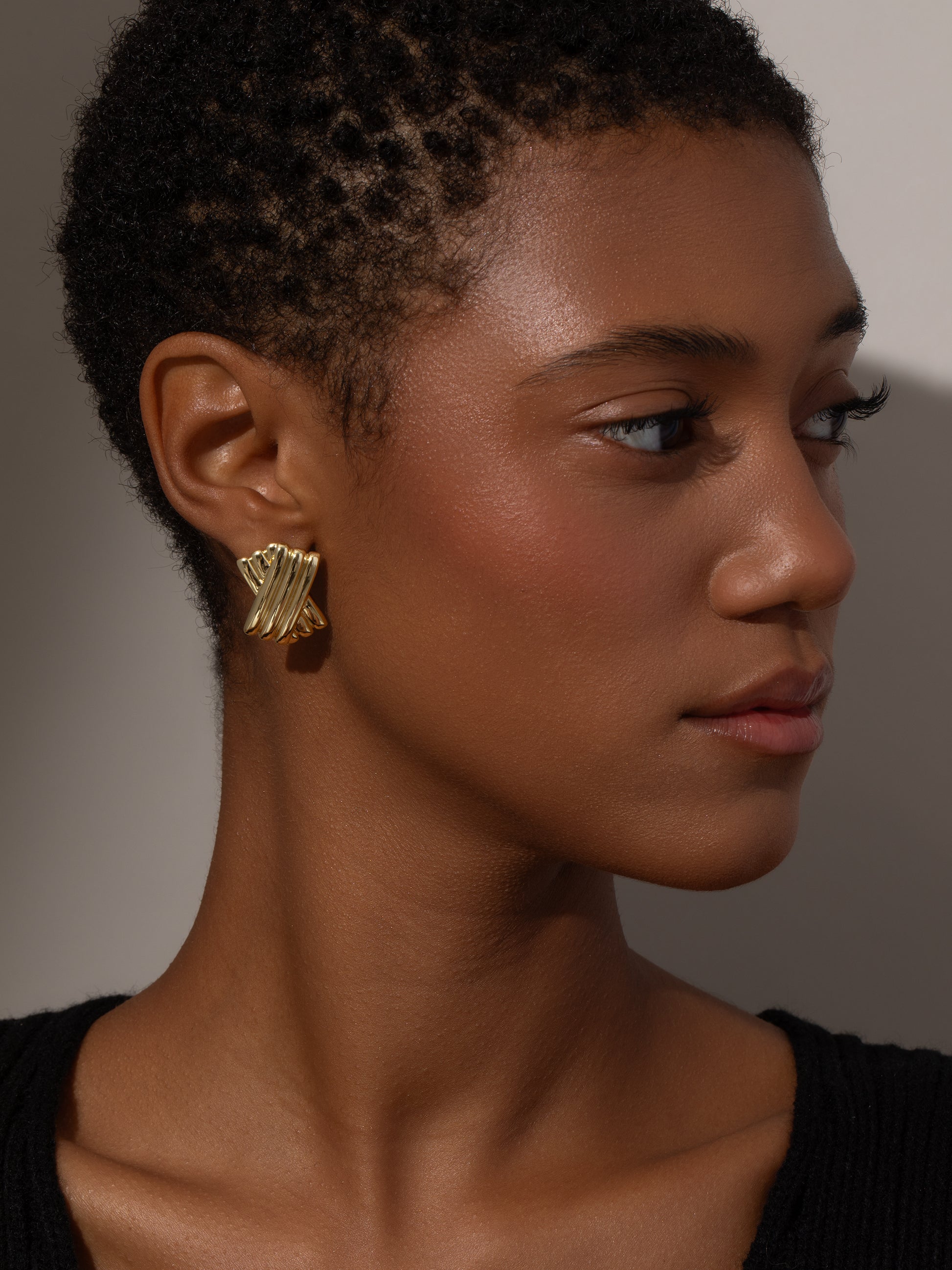 Bisou Statement Earrings | Gold | Model Image | Uncommon James