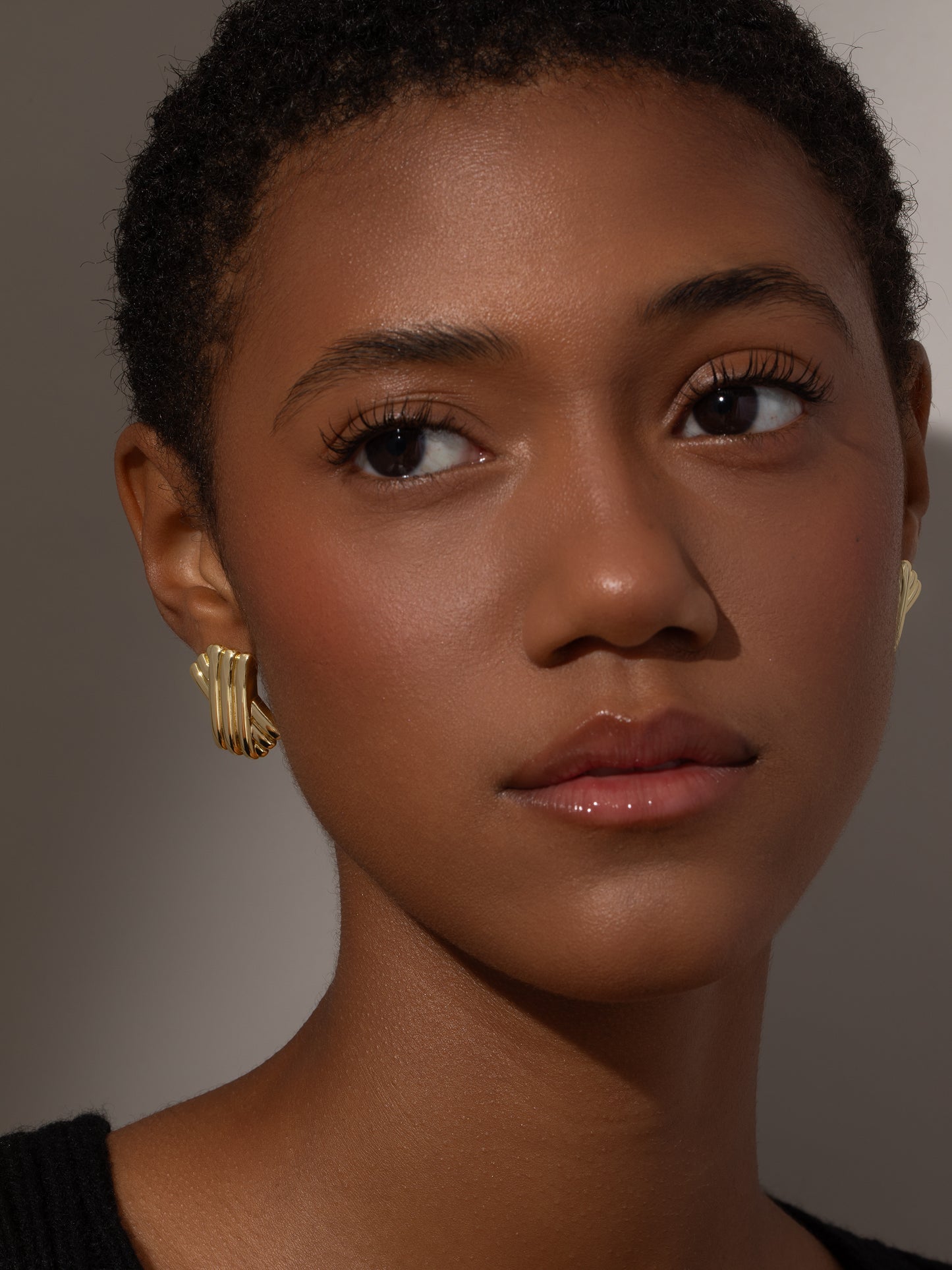 Bisou Statement Earrings | Gold | Model Image | Uncommon James