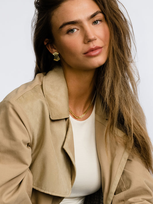 Bisou Statement Earrings | Gold | Model Image | Uncommon James