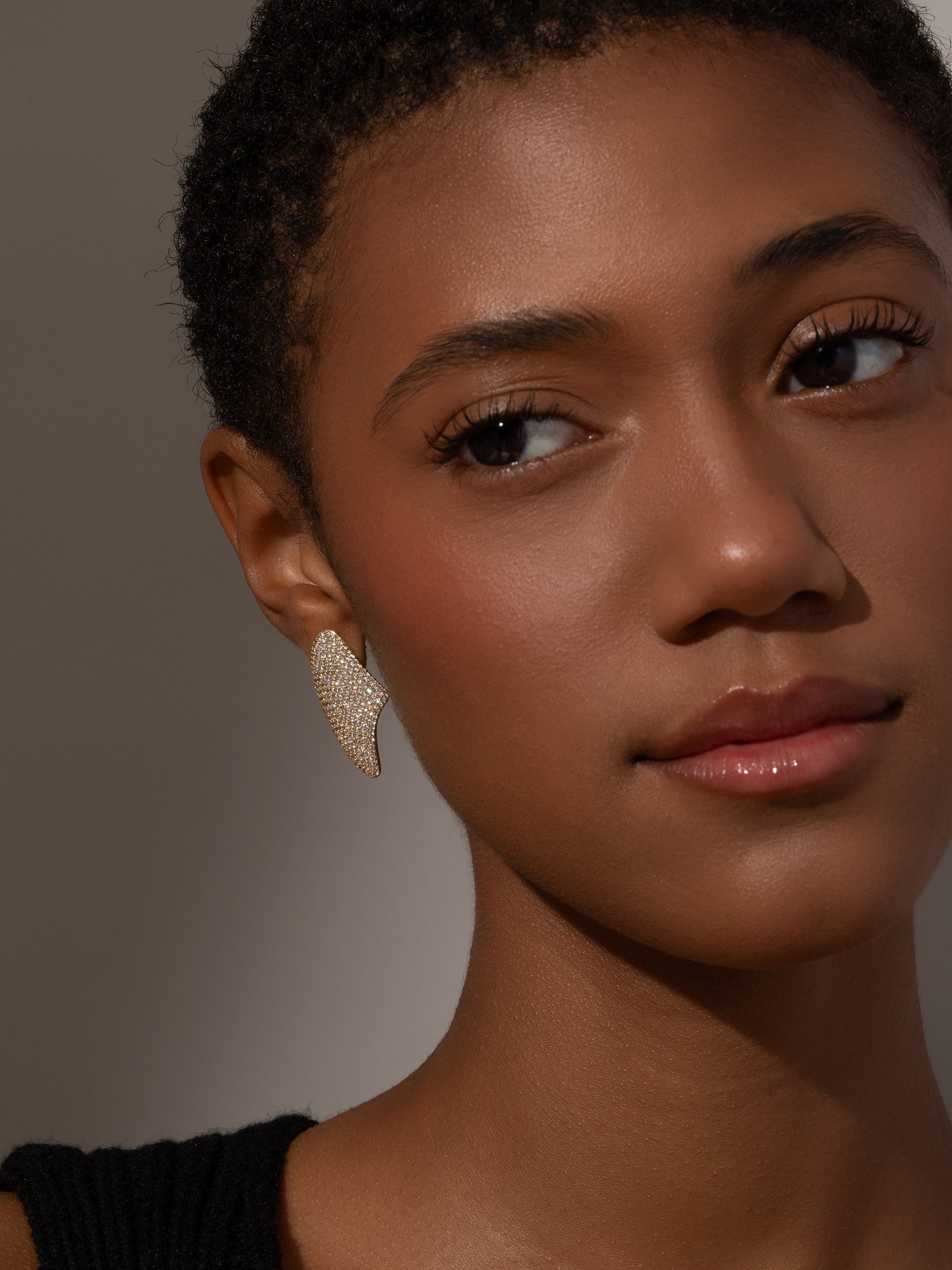 Bombshell Pavé Statement Earrings | Gold | Model Image | Uncommon James