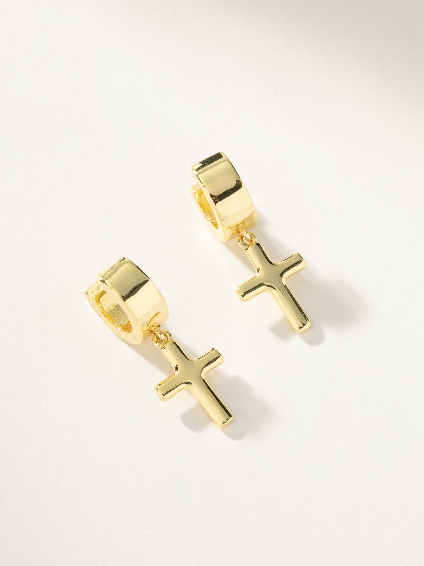 Bold Cross Huggie Earrings | Gold | Product Image | Uncommon James