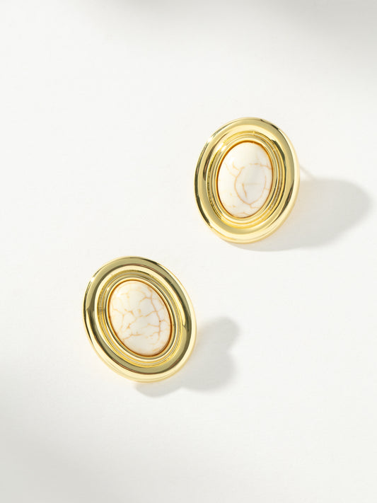 Ella Statement Earrings | Gold | Model Image | Uncommon James