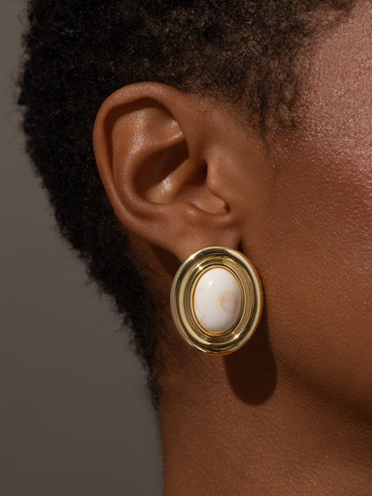 Ella Statement Earrings | Gold | Model Image | Uncommon James