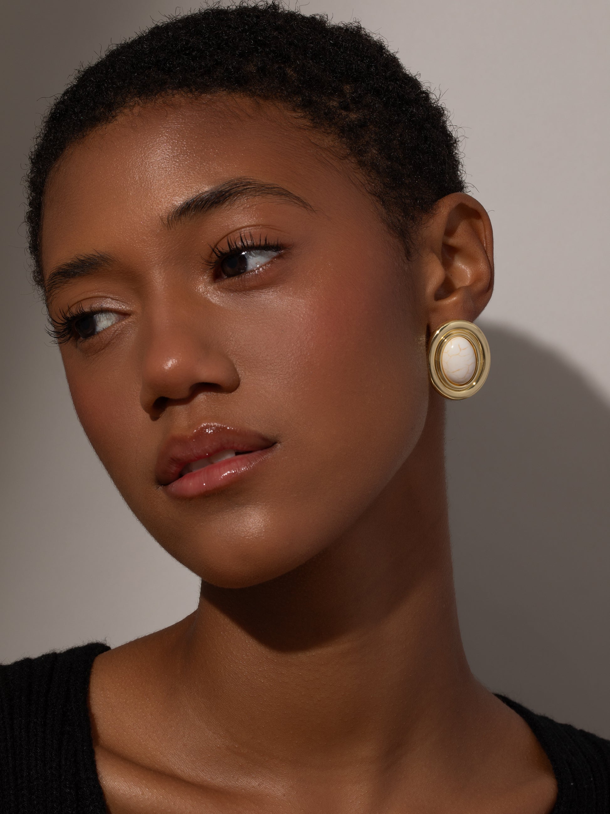 Ella Statement Earrings | Gold | Model Image | Uncommon James