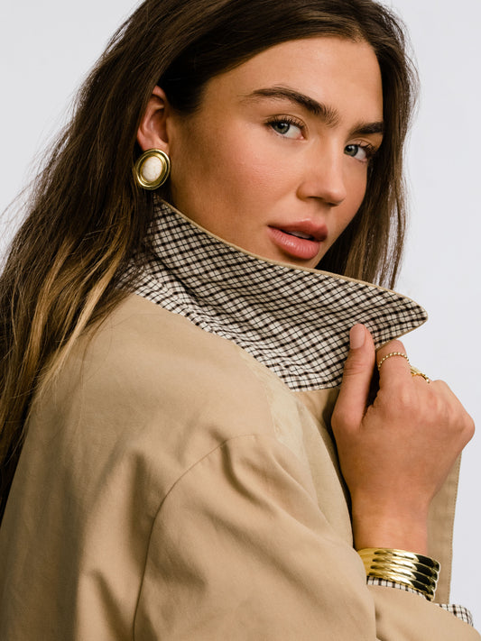 Ella Statement Earrings | Gold | Model Image | Uncommon James