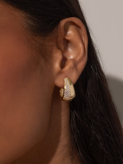 Gemini Statement Hoop Earrings | Gold | Model Image | Uncommon James