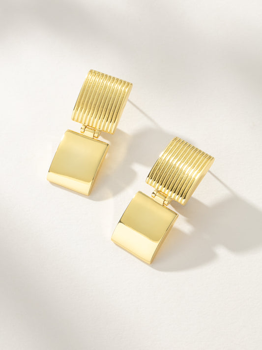 Hudson Square Statement Earrings | Gold | Model Image | Uncommon James