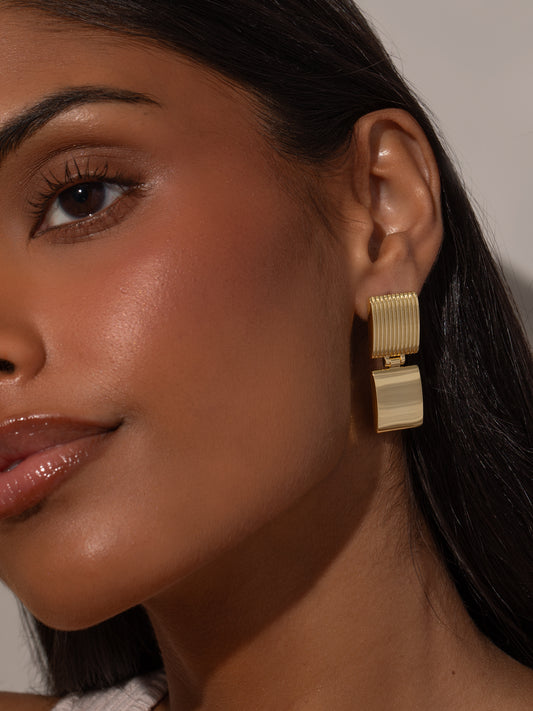 Hudson Square Statement Earrings | Gold | Model Image | Uncommon James