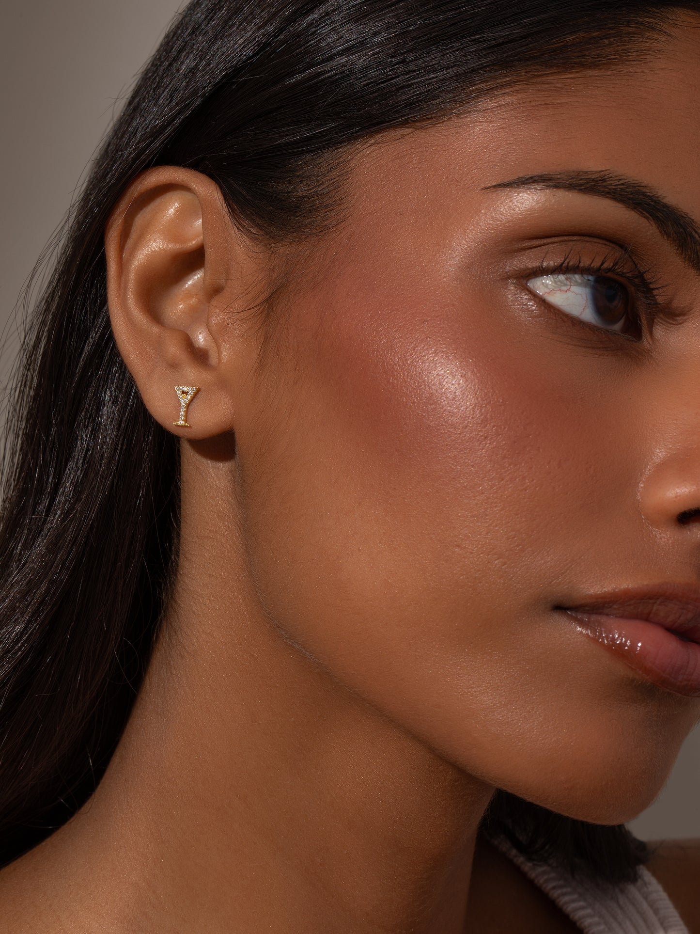 Martini Stud Earrings | Gold | Model Image 2 | Uncommon James