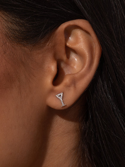 ["Martini Stud Earrings ", " Silver ", " Model Image ", " Uncommon James"]