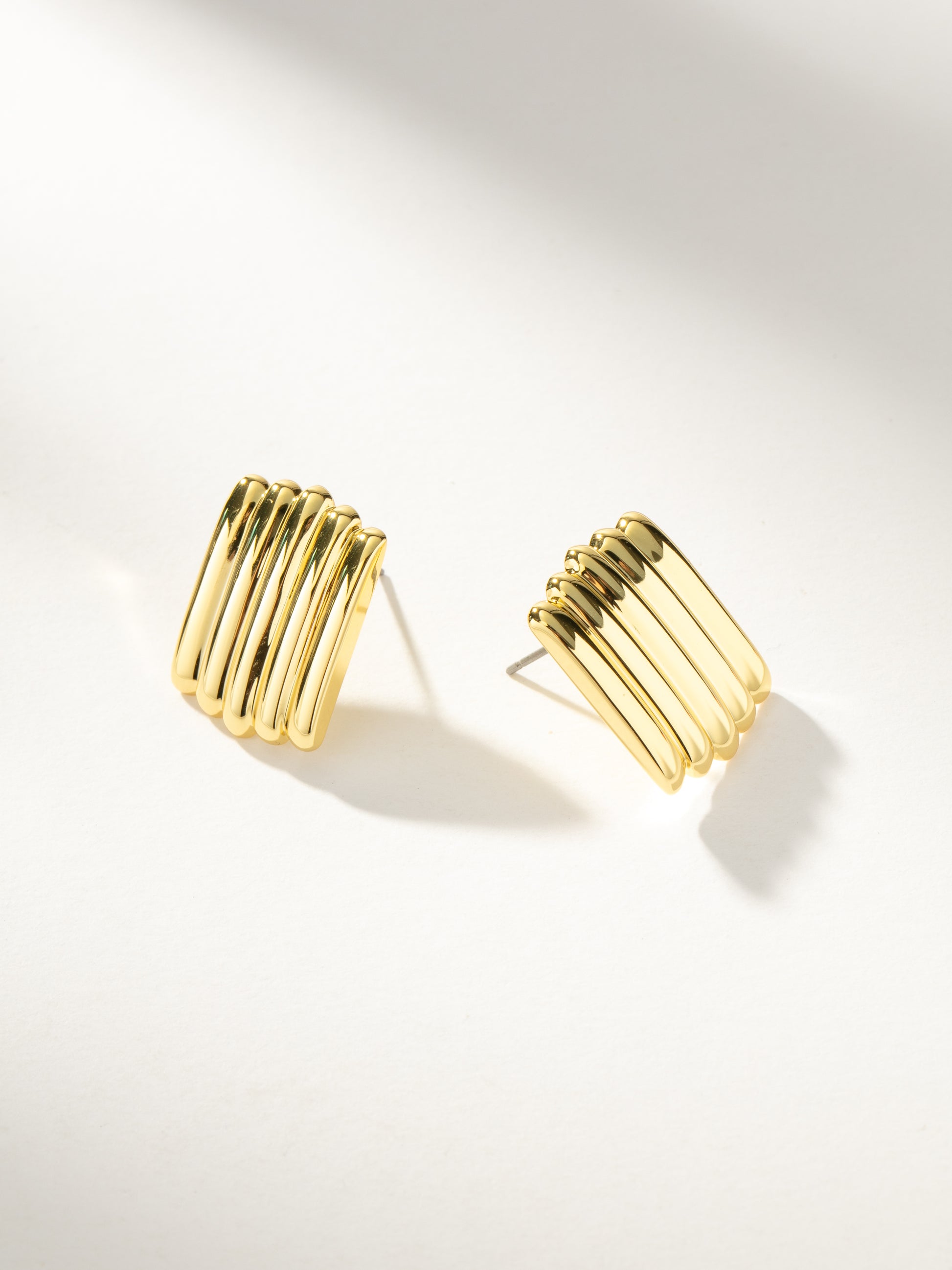 Tough Ribbed Statement Earrings | Gold | Product Image | Uncommon James