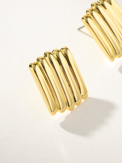 ["Tough Ribbed Statement Earrings ", " Gold ", " Product Image 2 ", " Uncommon James"]