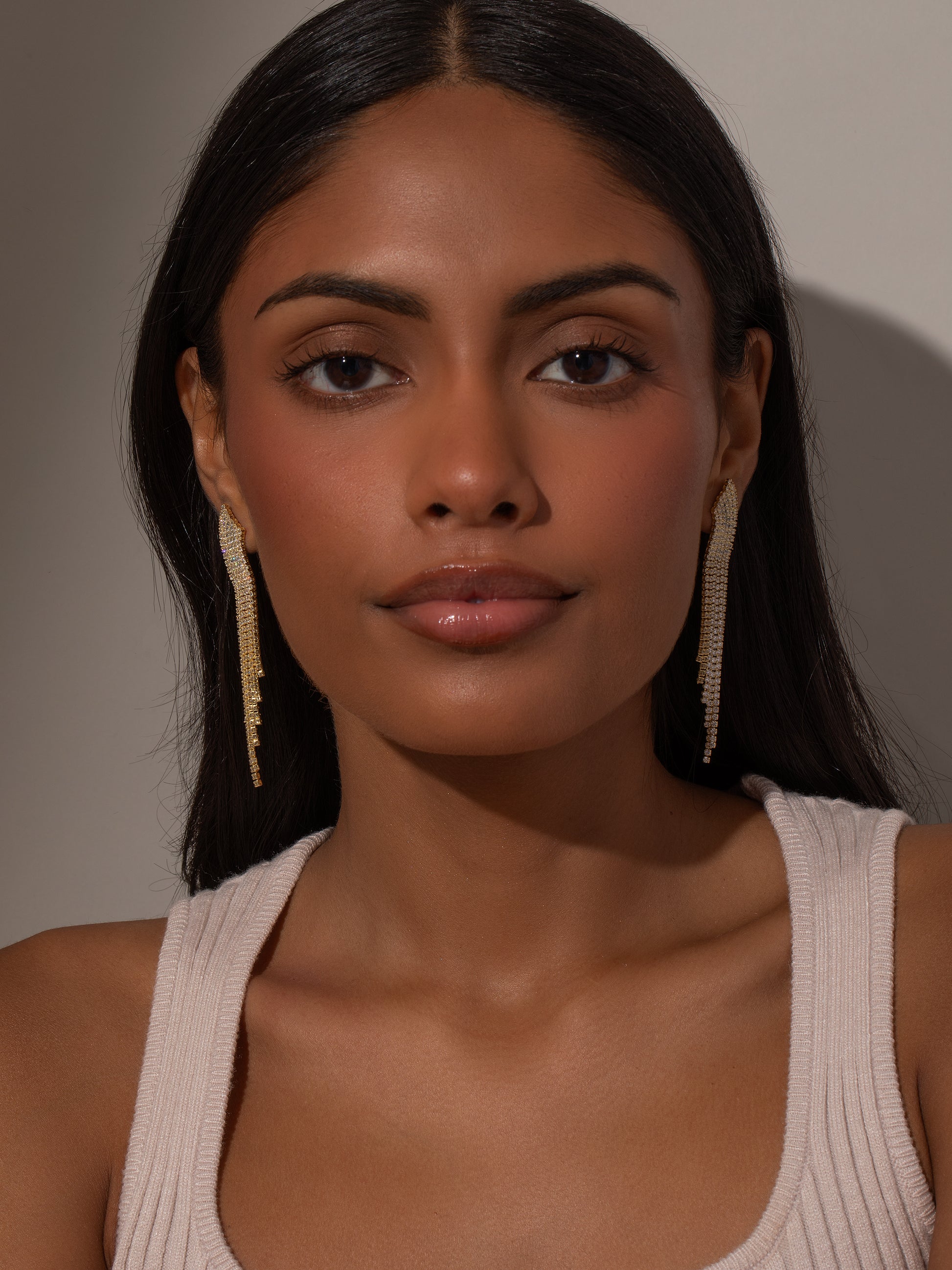 Up Late Statement Earrings | Gold | Model Image | Uncommon James