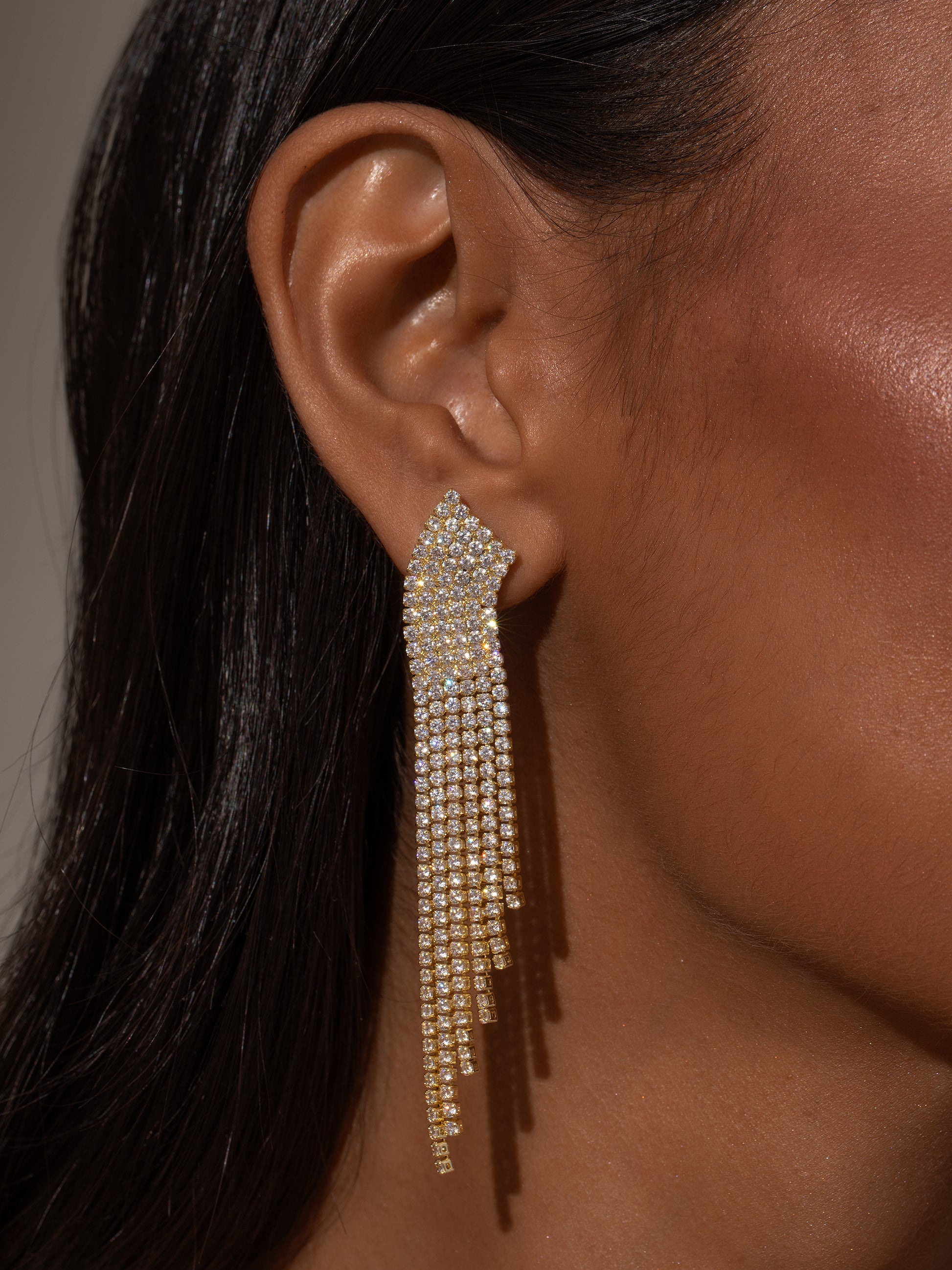 Up Late Statement Earrings | Gold | Model Image | Uncommon James