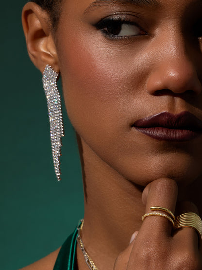 ["Up Late Statement Earrings ", " Silver ", " Campaign Image ", " Uncommon James"]