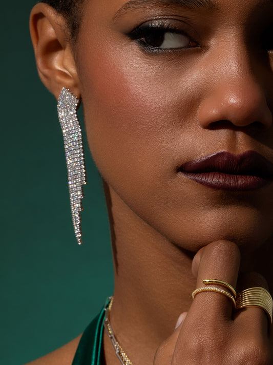 Up Late Statement Earrings | Silver | Campaign Image | Uncommon James