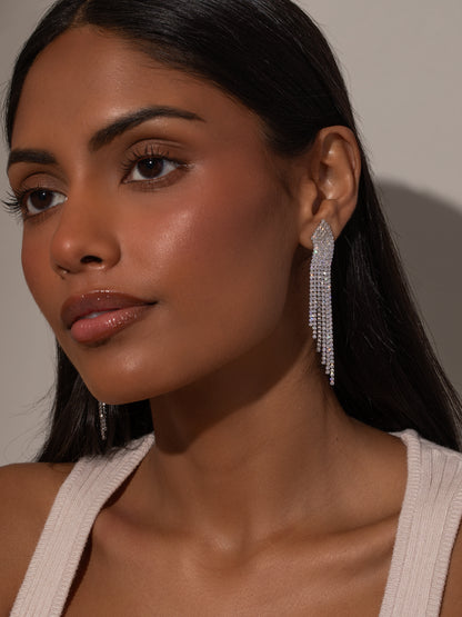 ["Up Late Statement Earrings ", " Silver ", " Model Image ", " Uncommon James"]