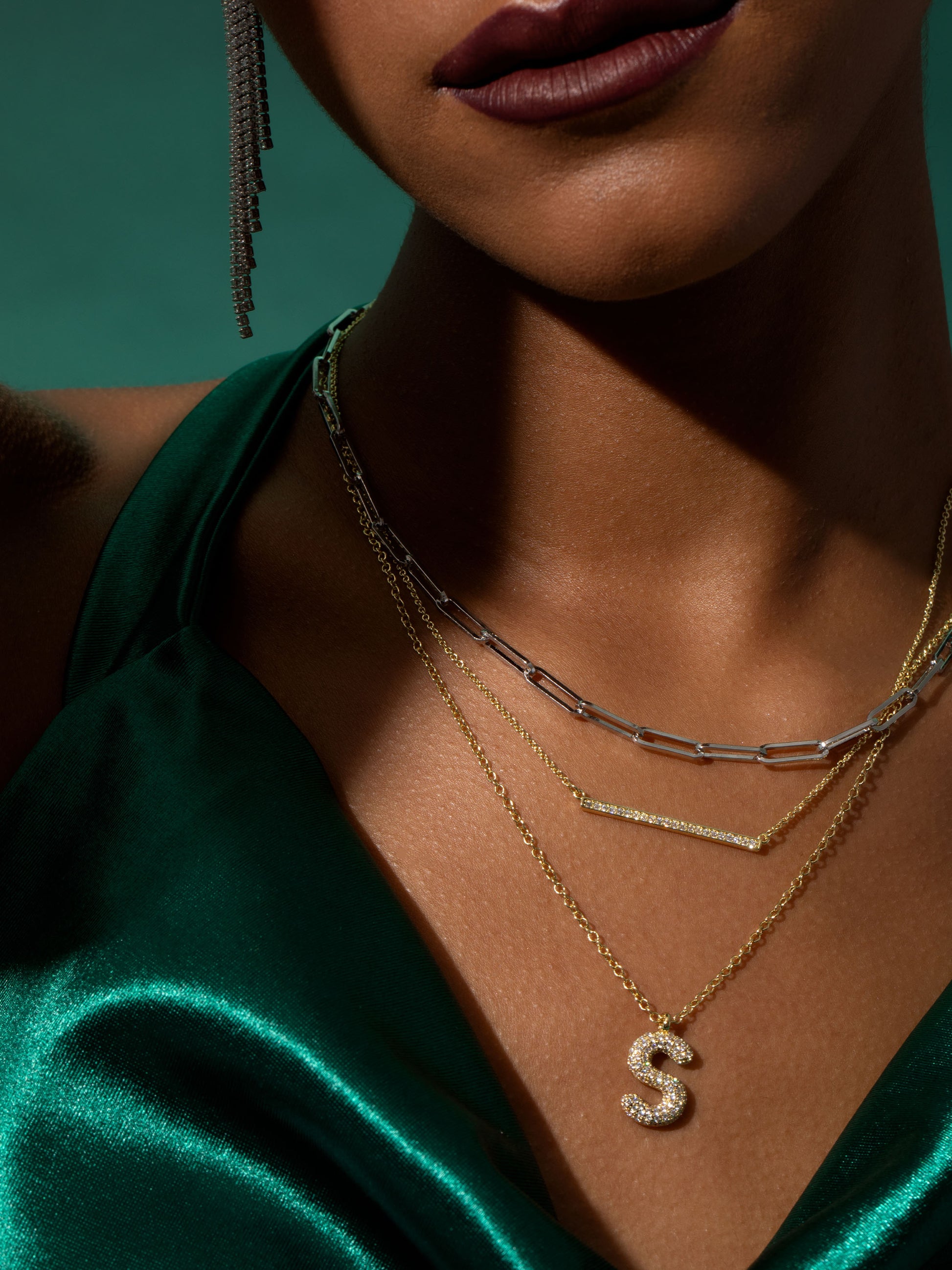 Blinding Lights Horizontal Bar Necklace | Gold | Campaign Image | Uncommon James