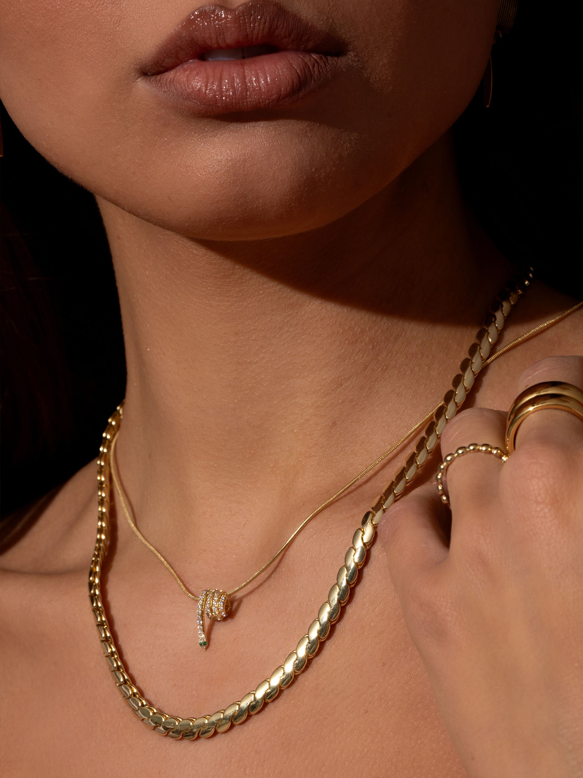 Coil Snake Chain Necklace | Gold | Campaign Image | Uncommon James