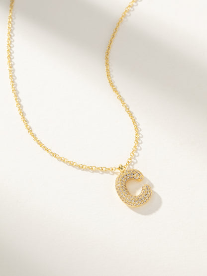 ["Bubble Letter Necklace 2.0 ", " Gold C ", " Product Image ", " Uncommon James"]