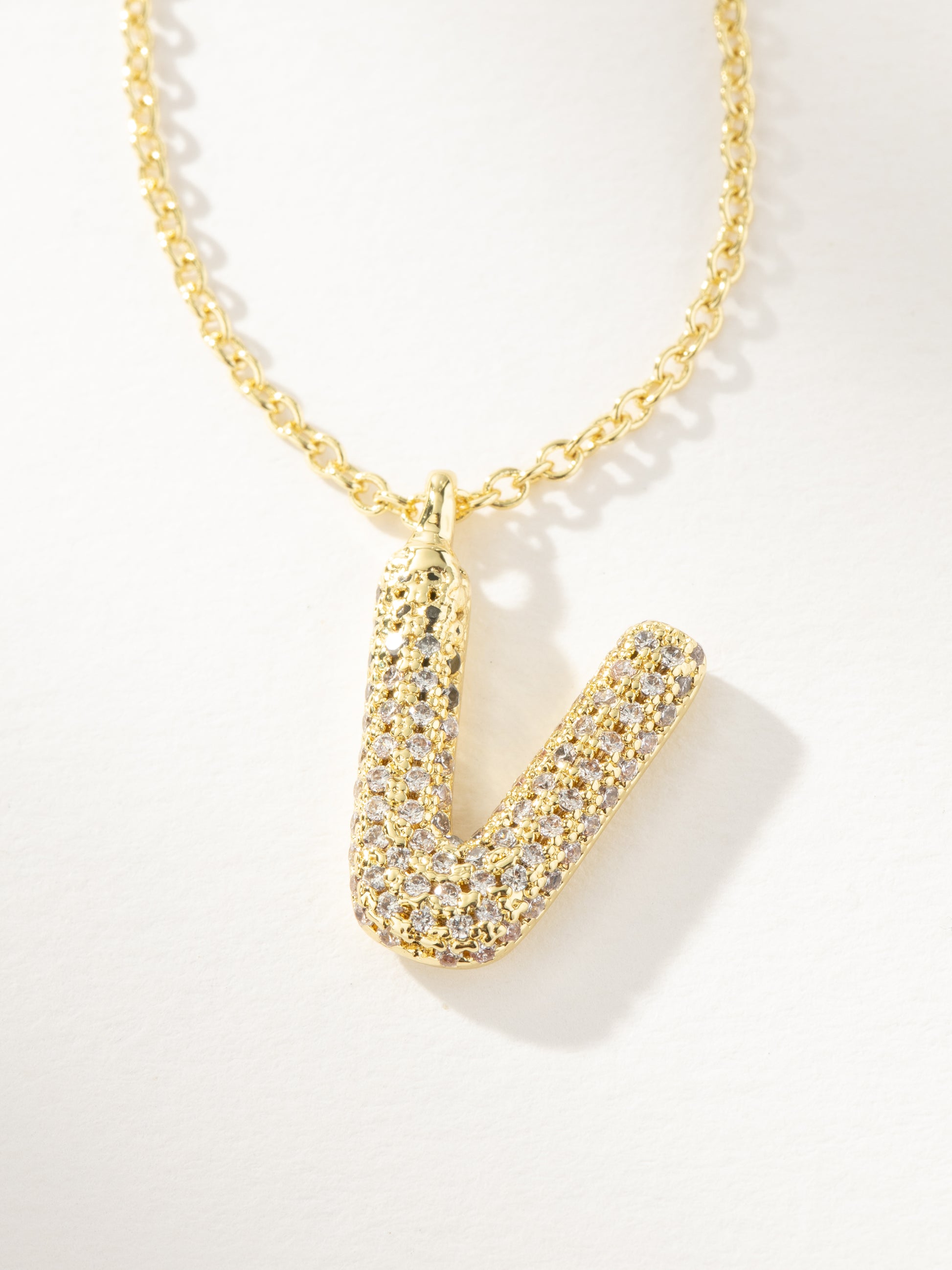 Bubble Letter Necklace 2.0 | Gold V | Product Image | Uncommon James
