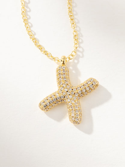 ["Bubble Letter Necklace 2.0 ", " Gold X ", " Product Image ", " Uncommon James"]