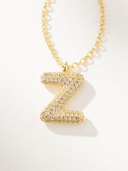 ["Bubble Letter Necklace 2.0 ", " Gold Z ", " Product Image ", " Uncommon James"]