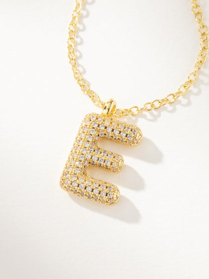 ["Bubble Letter Necklace 2.0 ", " Gold E ", " Product Image ", " Uncommon James"]