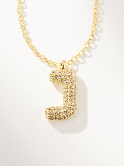 ["Bubble Letter Necklace 2.0 ", " Gold J ", " Product Image ", " Uncommon James"]
