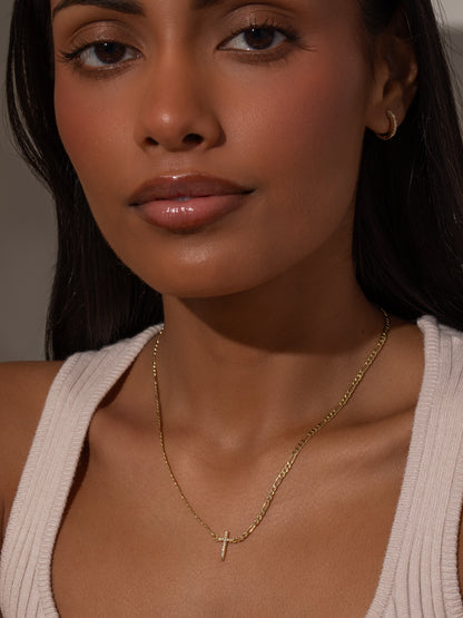 ["Everyday Cross Necklace ", " Gold ", " Model Image ", " Uncommon James"]
