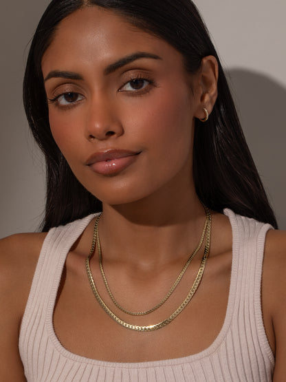 ["Layered Statement Chain Necklace ", " Gold ", " Model Image ", " Uncommon James"]