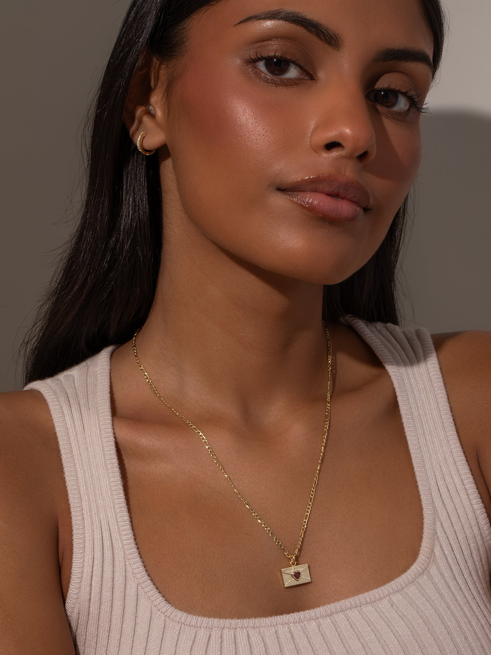 Love Letter Pendant Necklace | Gold | Model Image | Uncommon James