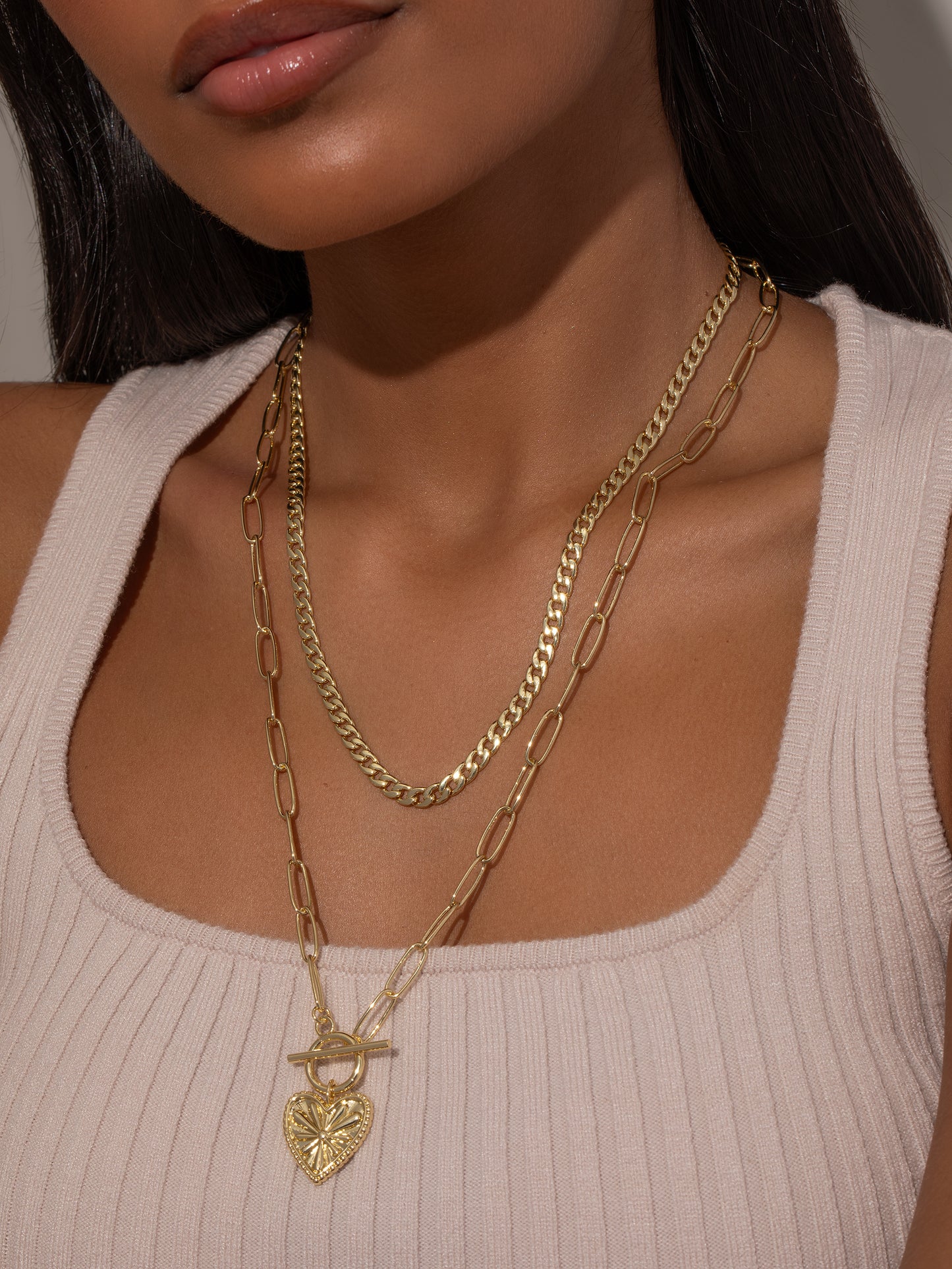 Lovely Layered Chain Necklace | Gold | Model Image | Uncommon James