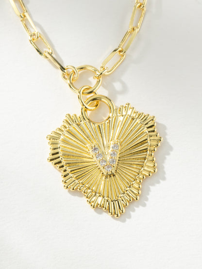 ["Lover Initial Necklace ", " Gold V ", " Product Image ", " Uncommon James"]