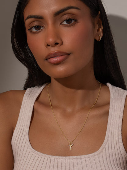 ["Martini Pendant Necklace ", " Gold ", " Model Image ", " Uncommon James"]