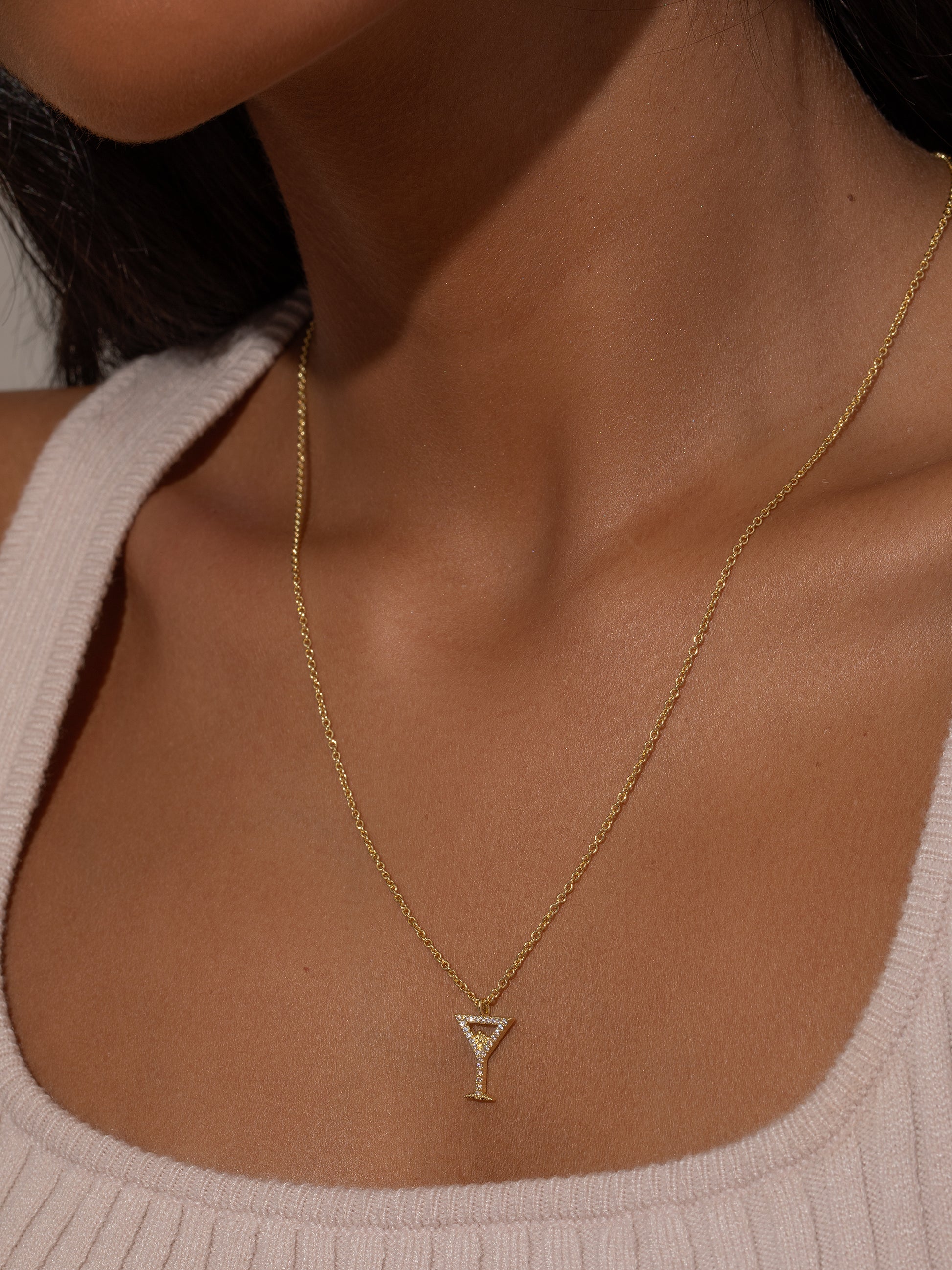 Martini Pendant Necklace | Gold | Model Image 2 | Uncommon James