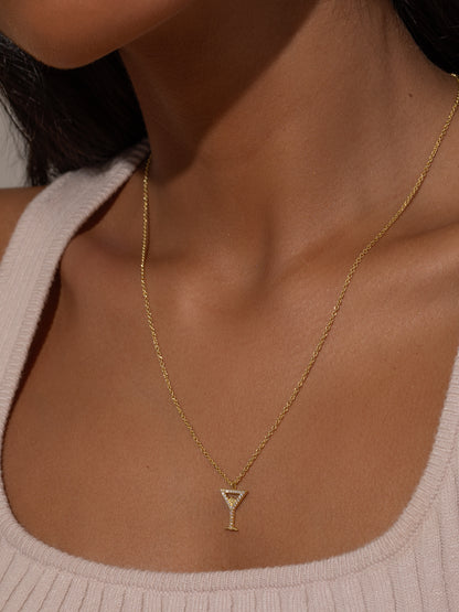 ["Martini Pendant Necklace ", " Gold ", " Model Image 2 ", " Uncommon James"]