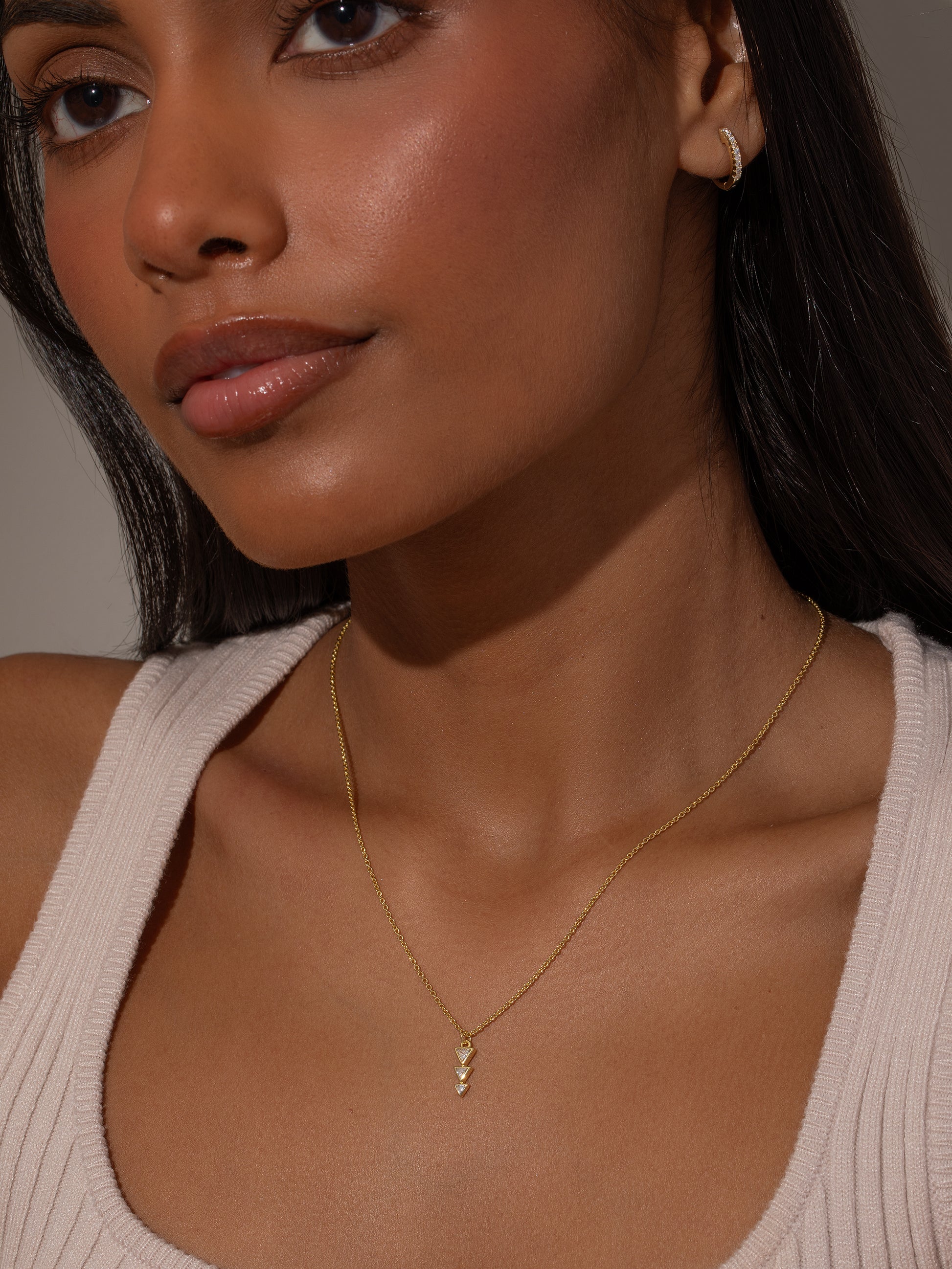 Moving On Arrow Necklace | Gold | Model Image | Uncommon James