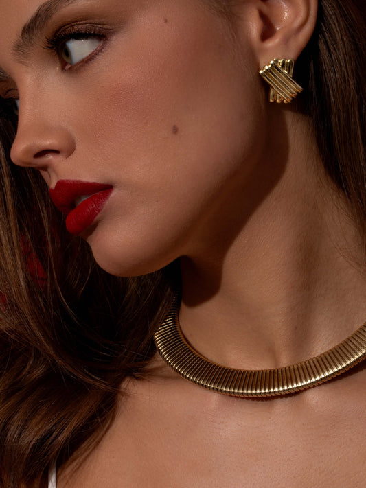 Omega Collar Necklace | Gold | Campaign Image | Uncommon James