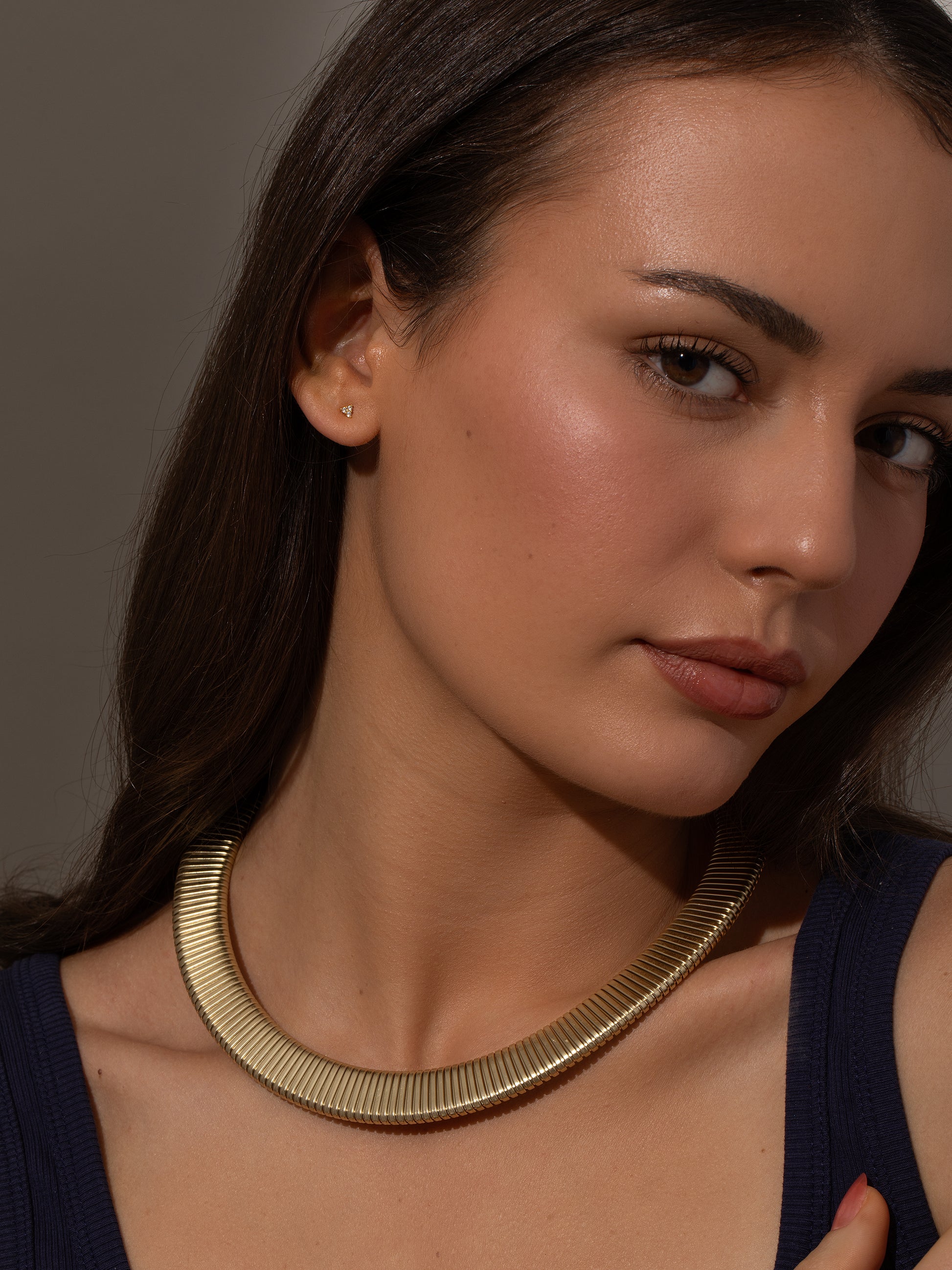 Omega Collar Necklace | Gold | Model Image | Uncommon James