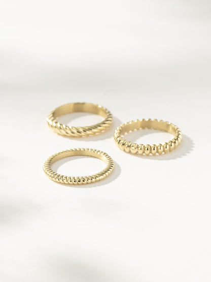 ["On The Move Ring Stack (Set of 3) ", " Gold ", " Product Image 2 ", " Uncommon James"]