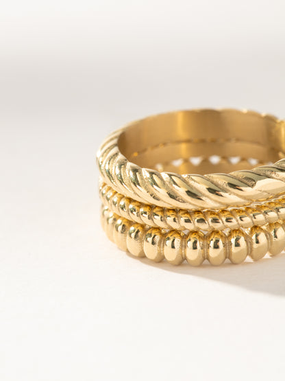 ["On The Move Ring Stack (Set of 3) ", " Gold ", " Product Image ", " Uncommon James"]